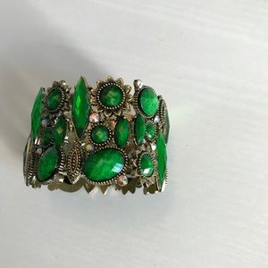 Green stretch cuff bracelet